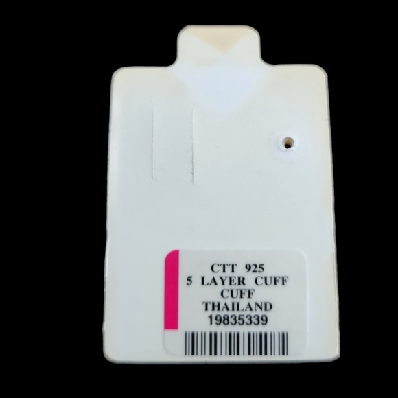 Piercing Pagoda 5 Layer Cuff SS 925 Pierced W CZ Stud - Picture 9 of 10